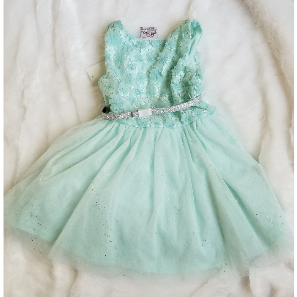 Knit Works Teal Tulle Sparkle Dress
